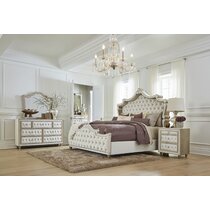 White tufted online bedroom set